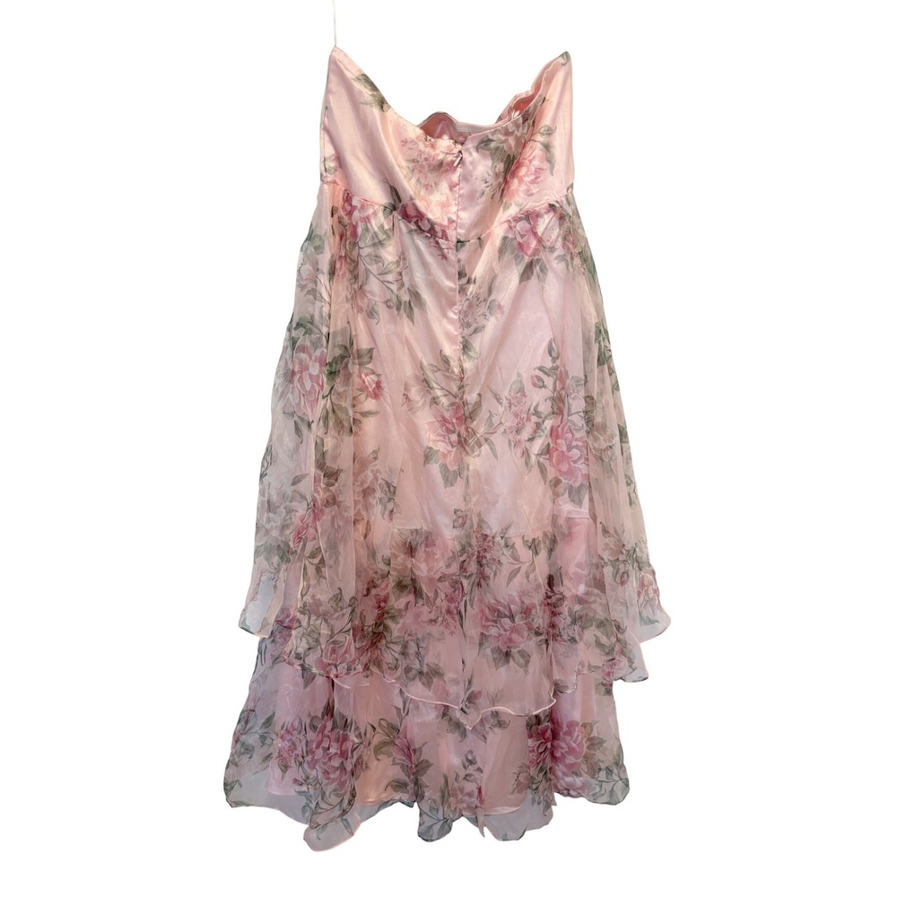 NWT Lulus Truly Extraordinary Pink Floral Organza Strapless Maxi Dress 1X - Picture 5 of 6